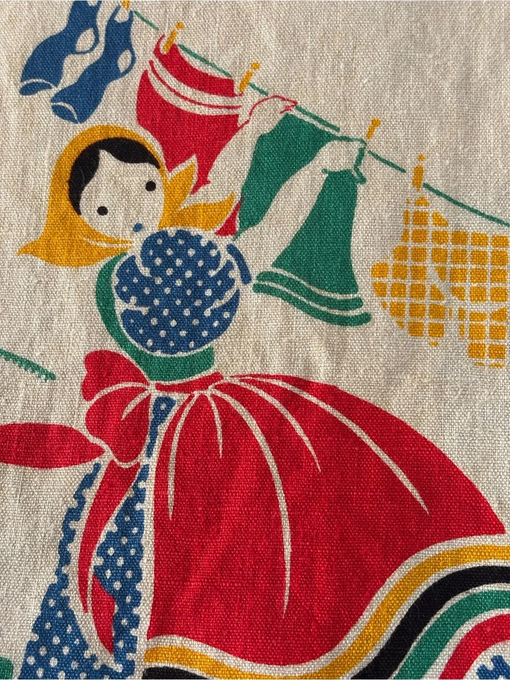 MCM Quality Linens Pure Linen Tea Towel Days Of The Week “Monday” Dutch Girl